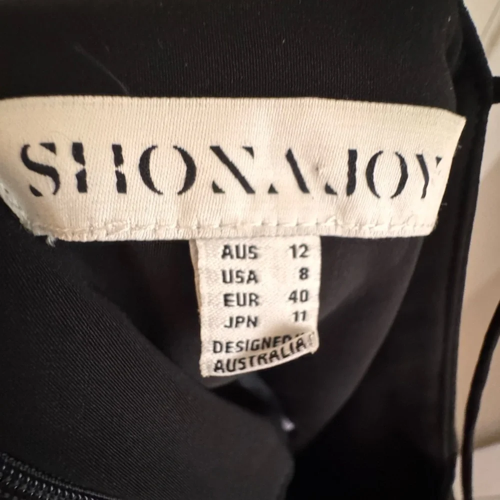 Shona Joy Black Draped Midi Dress Spaghetti Strap Formal Dress Size 8 Like New - Picture 6 of 8